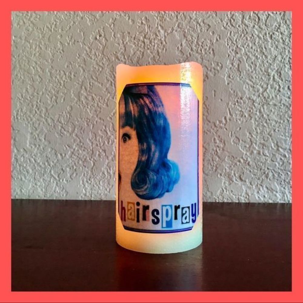 Hairspray Themed Decorative LED Candle - Cream with Blue Accents